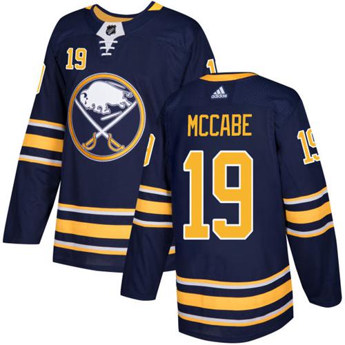 Men Adidas Buffalo Sabres 19 Jake McCabe Navy Blue Home Authentic Stitched NHL Jersey